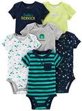Simple Joys by Carter's Baby Boys' Short-Sleeve Bodysuit, Pack of 6, Navy/Turquoise Blue