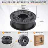 PLA 3D Printer Filament, SUNLU PLA Filament 1.75mm, Dimensional Accuracy +/- 0.02 mm, 1 kg Spool, 1.75mm, PLA Black