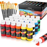 Caliart Acrylic Paint Set, 24 Colors (59ml, 2oz) Art Craft Paints for Professional Artists Kids Students Beginners & Hobby Painters, Canvas Ceramic Wood Fabric Rock Painting Art Supplies Kit
