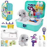 TEUVO Pet Care Play Set Doctor Kit for Kids, 16 Pcs Doctor Pretend Play Vet Dog Grooming Toys Puppy Dog Carrier Feeding Dog Backpack Gifts for Girls Boys 3-7 Years Old