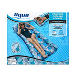 Aqua Contour Cooling Pool Float Lounge – 18-Pocket, Inflatable Pool Floats for Adults – Blue Ferns
