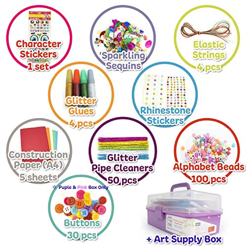Olly Kids Arts and Crafts Supplies Set- 1000+ Pieces Giftable Craft Box for Kids: DIY Craft Supplies for Toddlers, School Project, and Homeschool
