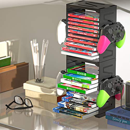 Video Game Storage, Storage Tower for PS5 Games, Storage Stand for Xbox Nintendo Switch Games (for 24 Game Boxes)