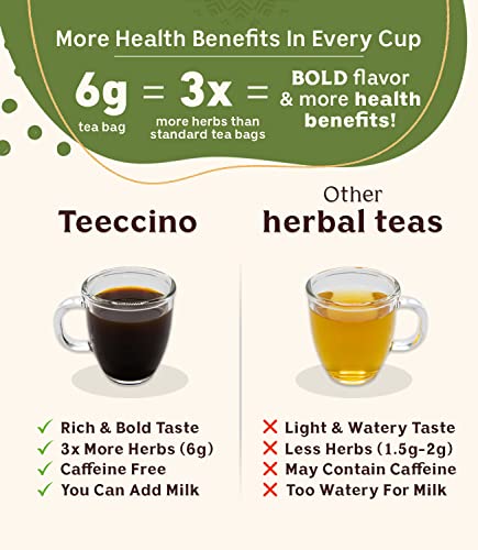 Teeccino Herbal Tea – French Roast – Rich & Roasted Herbal Tea That’s Caffeine Free & Prebiotic for Natural Energy, Coffee Alternative, 25 Tea Bags