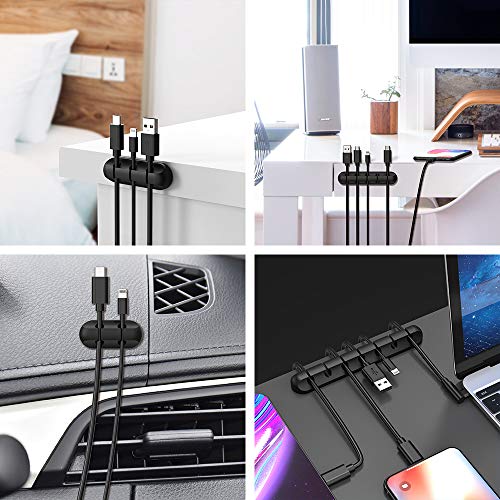 INCHOR Cord Organizer, Cable Clips Cord Holder, Cable Management USB Cable Power Wire Cord Clips, 2 Packs Cable Organizers for Car Home and Office (5, 3 Slots)