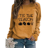 KOGYAS Womens It's The Season Fall Sweatshirts Pumpkin Football Leaf Coffee Mug Cute Long Sleeve Graphic Pullover Tops