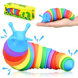 NeslGenc Fidget Slug, 3D Articulated Slug Fidget Toy, Sensory Slug Fidget Toy, Relief Slug Toys for Toddler,Baby,Kids,Boys&Girl, Rainbow Wiggle Slug Fidget Caterpillar Sensory Worm Toy
