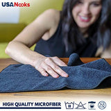 USANOOKS Microfiber Cleaning Cloth Grey - 12Pcs (16x16 inch) High Performance - 1200 Washes, Ultra Absorbent Towels Weave Grime & Liquid for Streak-Free Mirror Shine - Car Washing cloth and Applicator
