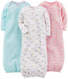 Simple Joys by Carter's Baby Girls' Cotton Sleeper Gown, Pack of 3, Blue/Pink/White, Floral, 0-3