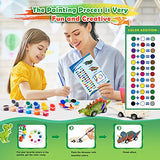 Dinosaur Toys for Kids 3-12 Year Old: faentwc 2 in 1 Dinosaurs Painting Kits and Pull Back Cars for Boys 5-7 Arts and Crafts Set for Girls Educational DIY Gifts for Age 4 5 6 7 8 9 10 11 12 Kid