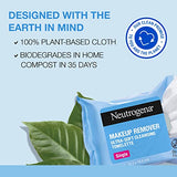 Neutrogena Makeup Remover Facial Cleansing Towelette Singles, Daily Face Wipes Remove Dirt, Oil, Makeup & Waterproof Mascara, Gentle, Individually Wrapped, 100% Plant-Based Fibers, 20 ct