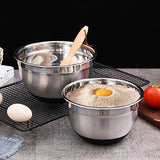 Mixing Bowls with Airtight Lids, 20 piece Stainless Steel Metal Nesting Bowls, AIKKIL Non-Slip Silicone Bottom, Size 7, 3.5, 2.5, 2.0,1.5, 1,0.67QT Great for Mixing, Baking, Serving (Black)