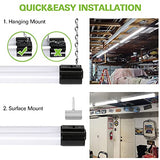 Linkable LED Shop Light for Garage, 4400lm, 4FT 42W Utility Light Fixture, 5000K Daylight LED Workbench Light W/ Plug [250W Equivalent]Hanging or Surface Mount, Black - 4 Pack ETL