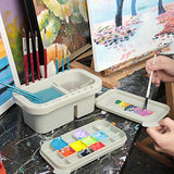MyLifeUNIT Paint Brush Cleaner, Paint Brush Holder and Organizers with Palette for Acrylic, Watercolor, and Water-Based Paints (Grey)