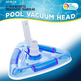 U.S. Pool Supply Weighted Transparent Triangular Pool Vacuum Head with Swivel Hose Connection and EZ Clip Handle - Connect 1-1/4" or 1-1/2" Hose - Removes Debris, Clean Corners - Safe for Vinyl Pools