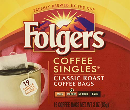 Folgers Coffee Singles Classic Roast-19 Coffee Bags (19 Bags Pack of 4-76 Bags), Red