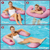 Aqua Mosaic 3-in-1 Pool Chair Float – Inflatable Floating Pool Chair for Adults with Length-Adjust Toggles – Use as a Lounge, Chair, or Drifter – Burgundy Mosaic