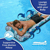 Aqua Contour Cooling Pool Float Lounge – 18-Pocket, Inflatable Pool Floats for Adults – Blue Ferns