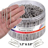 Vinaco Paper Clips Non Skid, Medium and Jumbo Paper Clips (1.3 inch & 2.0 inch), Durable & Rustproof, Coated Paper Clip Great for Office School and Personal Use