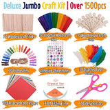 Arts and Crafts Supplies Kit for Kids- 1500+ Piece Box of Crafting Supplies for Girls & Boys Age 4 5 6 7 8 9 10 11 & 12- Art & Craft Kit to Complete Your Craft Library Set for Toddlers & Preschoolers