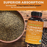Organic Turmeric Curcumin with Black Pepper (1500 mg per Serving) - High Potency Curcumin Supplement with 95% Curcuminoids - 90 Tablets for Natural Joint Support with Turmeric Root Powder Extract