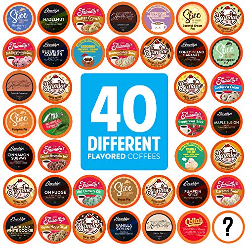 Two Rivers Coffee Flavored Coffee Pods Compatible with K Cup Brewers Including 2.0, Assorted Variety Pack Flavored Coffee, 40 Count