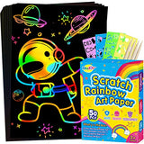 RMJOY Rainbow Scratch Paper Sets: 59pcs Magic Art Craft Scratch Off Papers Supplies Kits Pad for Age 3-12 Kids Girl Boy Teen Toy Game Gift for Birthday|Party Favor|DIY Activities|Painting Game Gifts