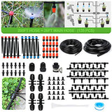 MIXC 226FT Greenhouse Micro Drip Irrigation Kit Automatic Patio Misting Plant Watering System with 1/4 inch 1/2 inch Blank Distribution Tubing Hose Adjustable Nozzle Emitters Sprinkler Barbed Fittings